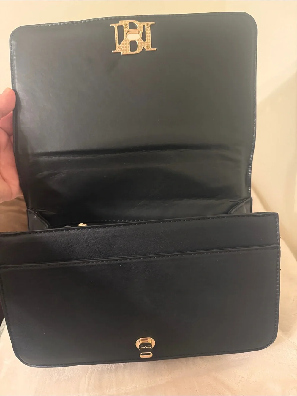 Badgley Mischka Black and White Tweed Crossbody with Gold Hardware
